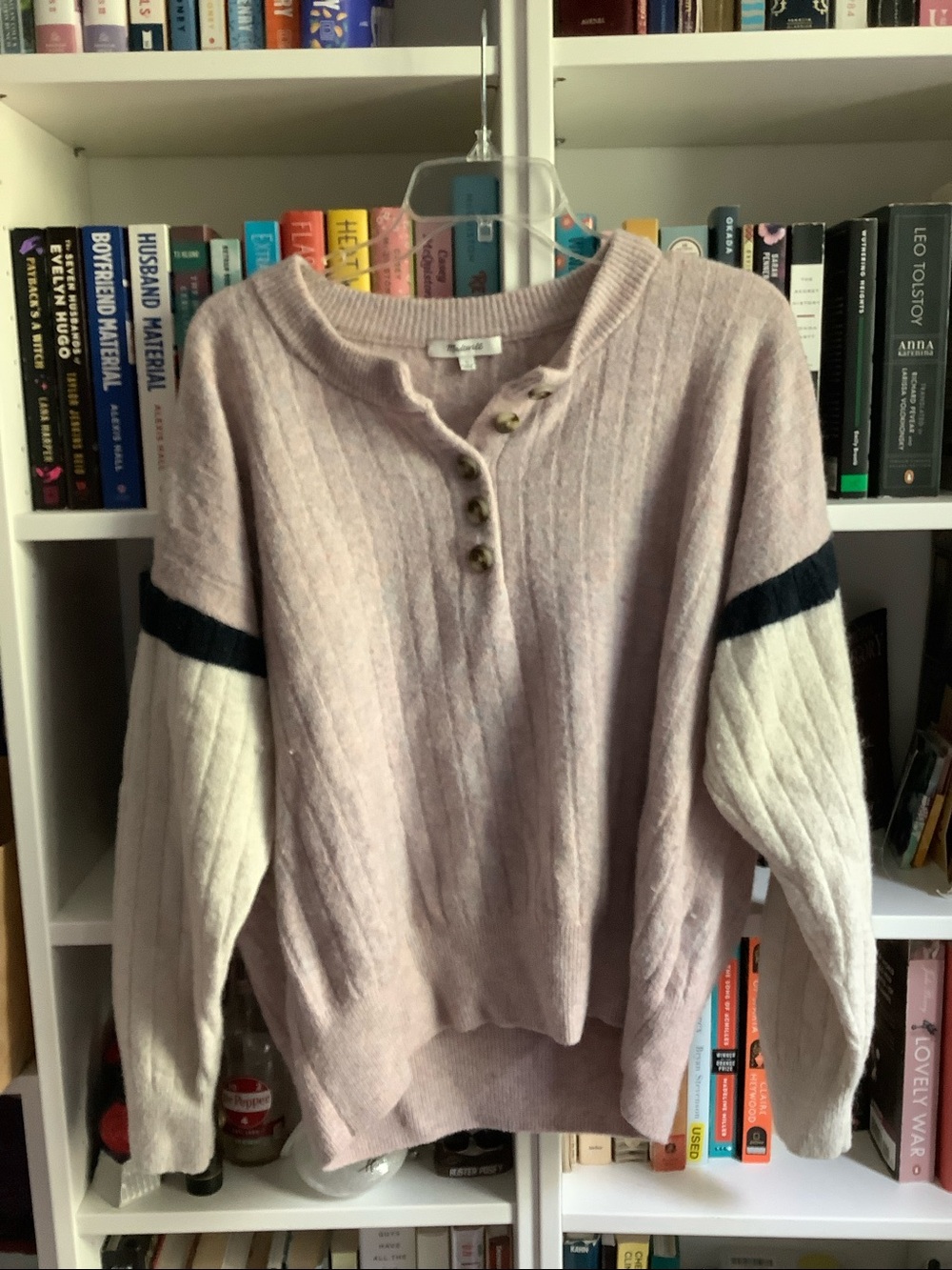 Madewell‎ Striped Bowden Henley Sweater in Coziest Yarn Large